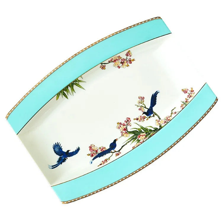Bone China light luxury gold edge bowl set