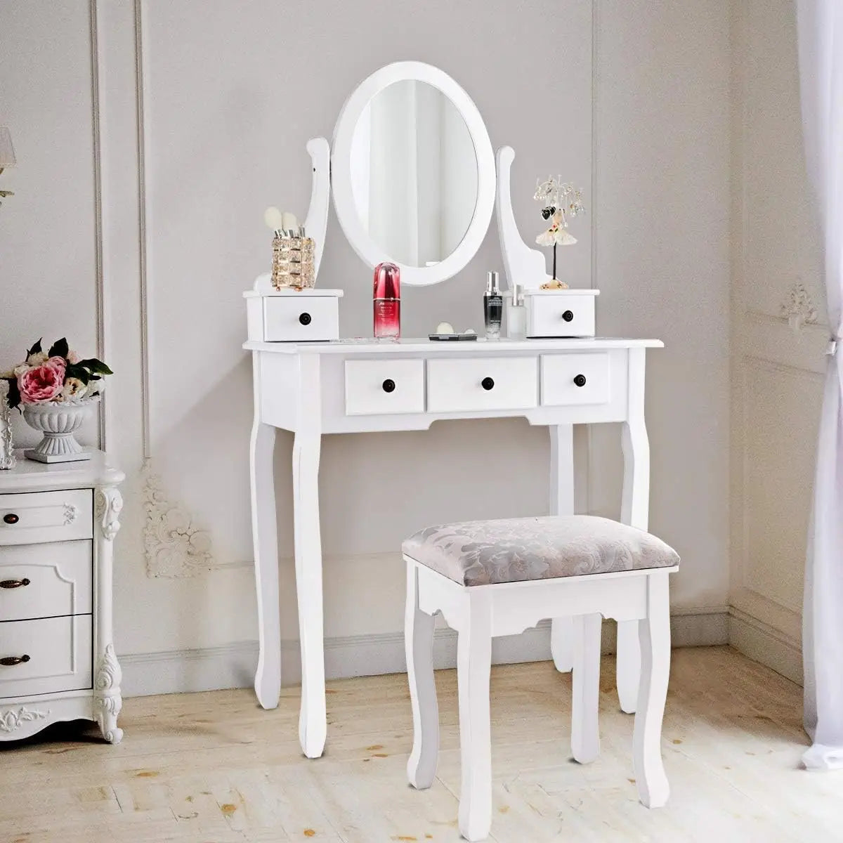 Vanity Table Set w/Stool and Mirror