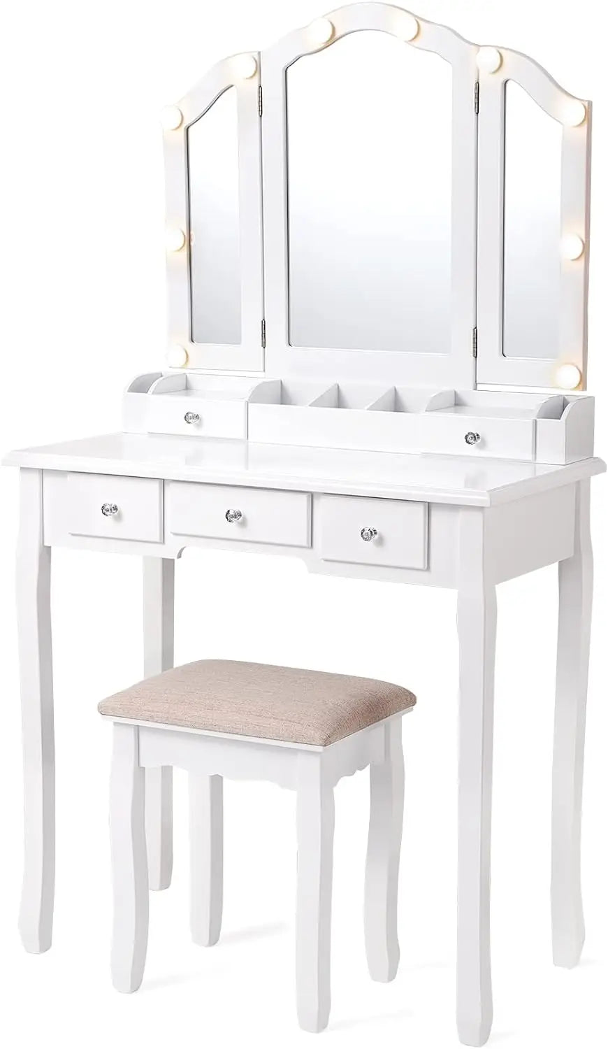 Vanity Desk with Mirror and Lights