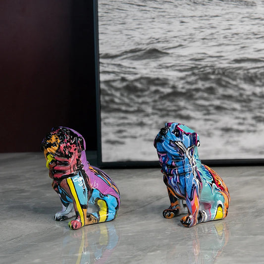 Graffiti Pug Dog Resin Statue