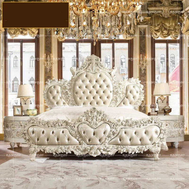 French master bedroom wood carved double bed