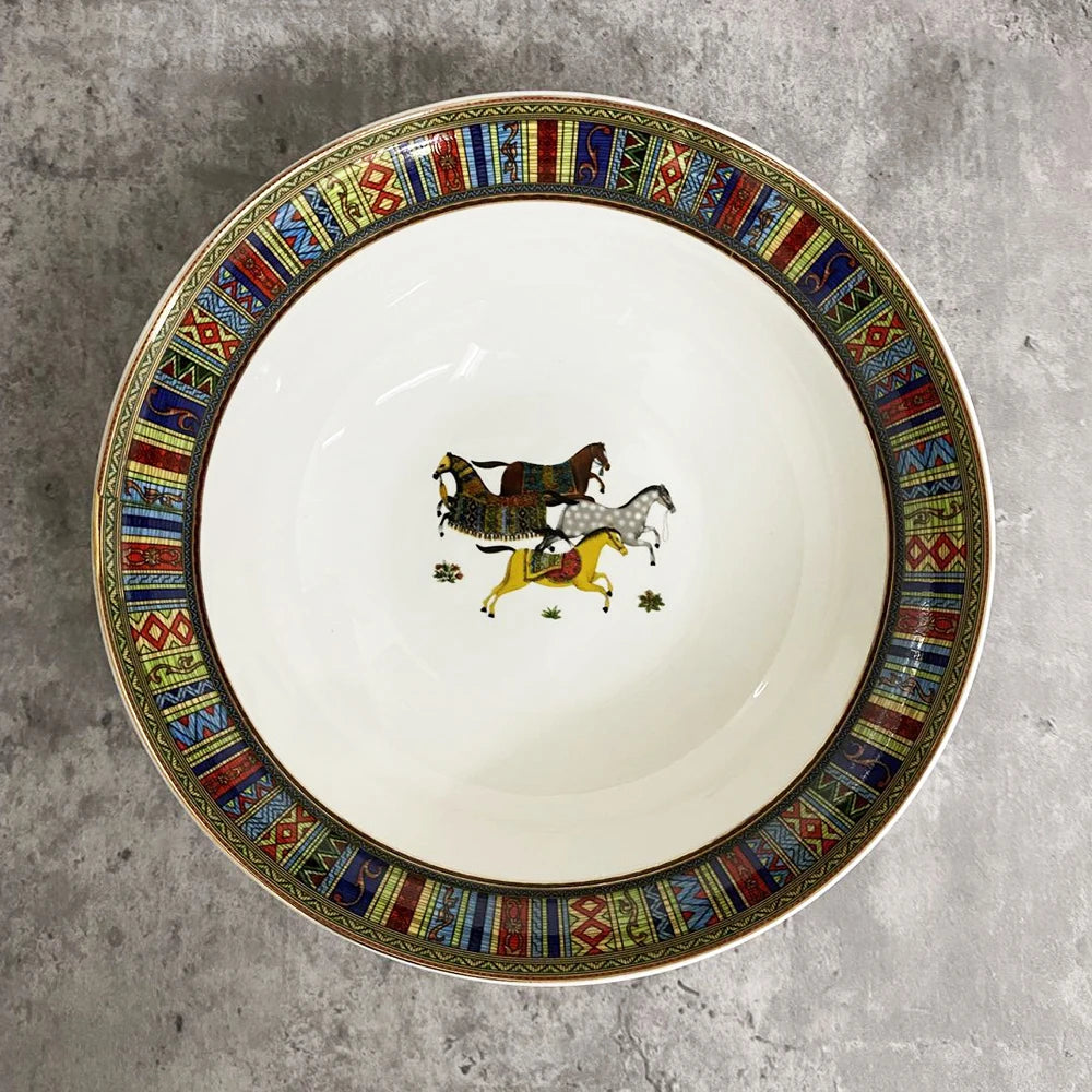 Big Handpainted Nordic Ceramic Bowls For Ramen Noodle