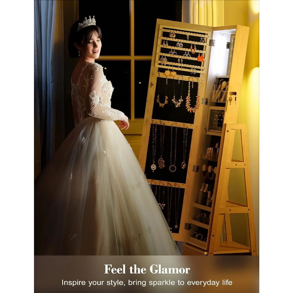 Nicetree 360° Swivel Jewelry Cabinet with Lights