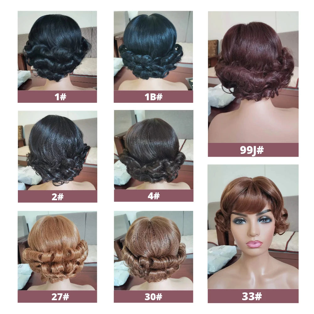 Lydia Synthetic Curly Natural Black Kanekalon Short Wig