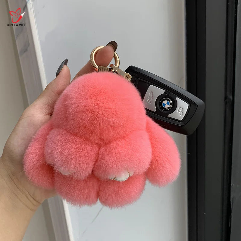 Fluffy Real Rabbit Fur Key Chain