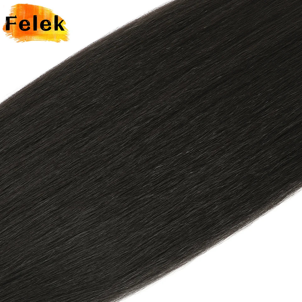 Long Straight Ponytail With Elastic Band