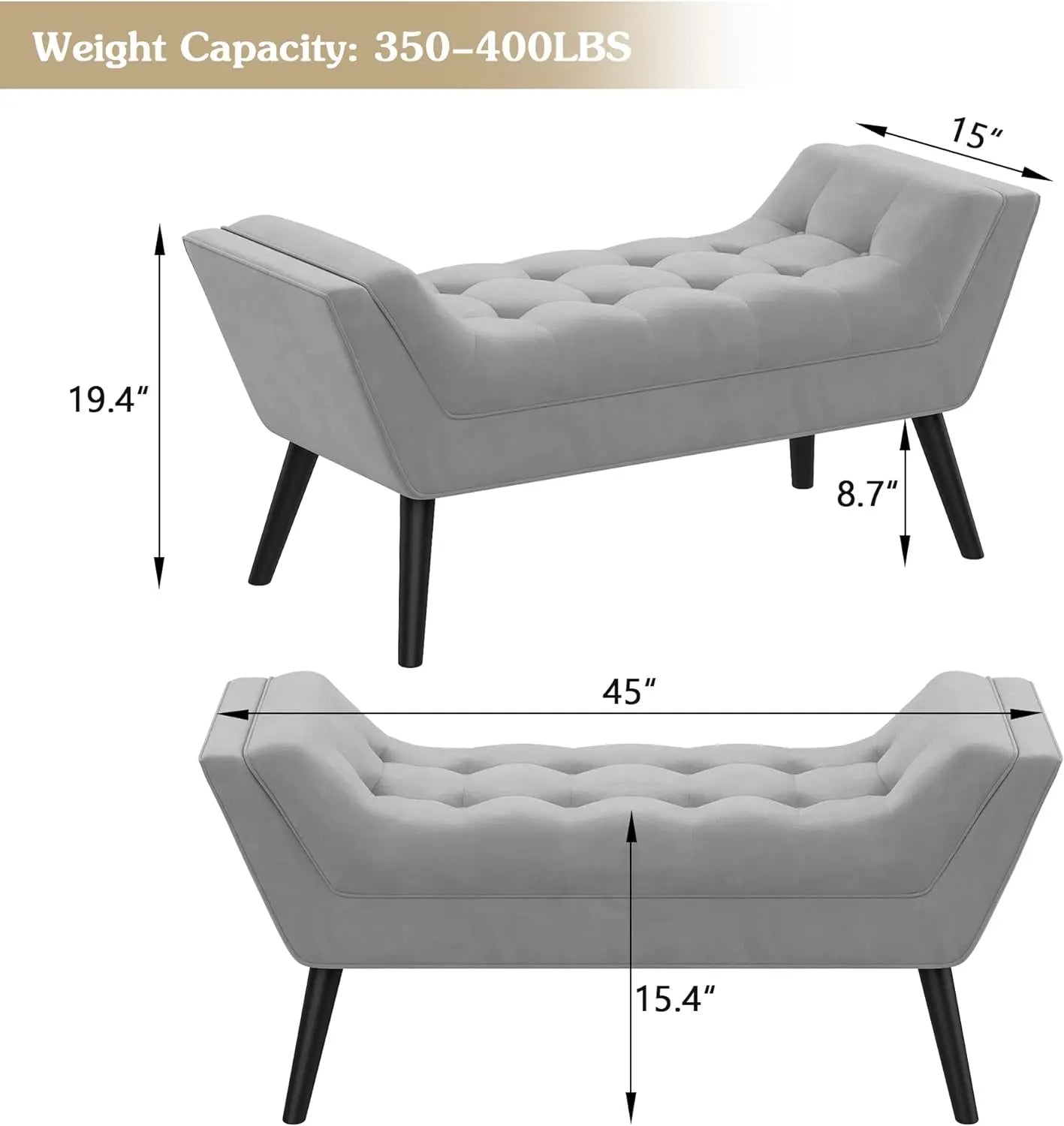 Andeworld Tufted Bed Bench