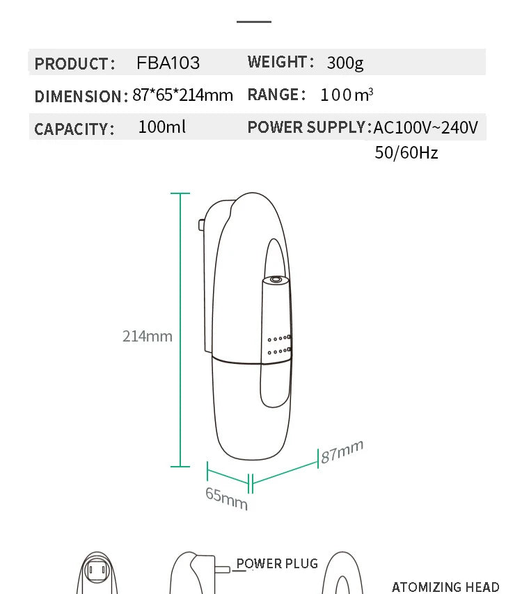 Wall Mounted Fragrance Aroma Diffuser Easy AC Power Plug