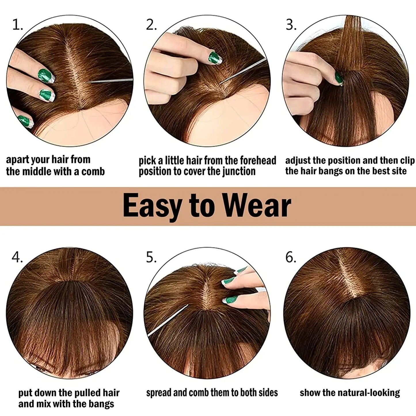 Natural Forehead Lines Fake hair Wig