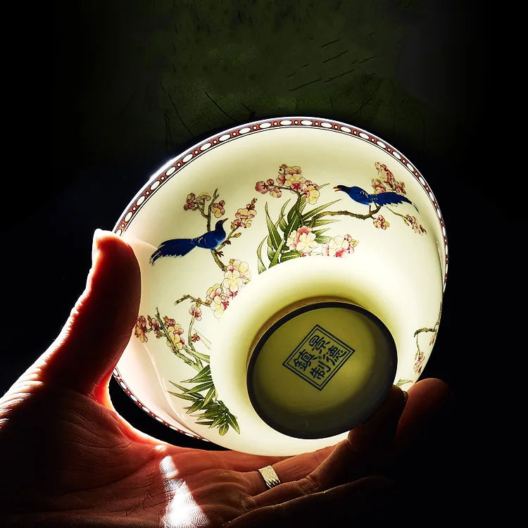 Bone China light luxury gold edge bowl set