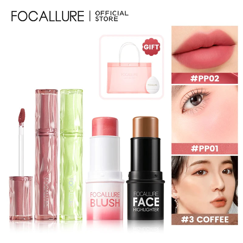 FOCALLURE Lip Gloss Lipstick  Makeup Set