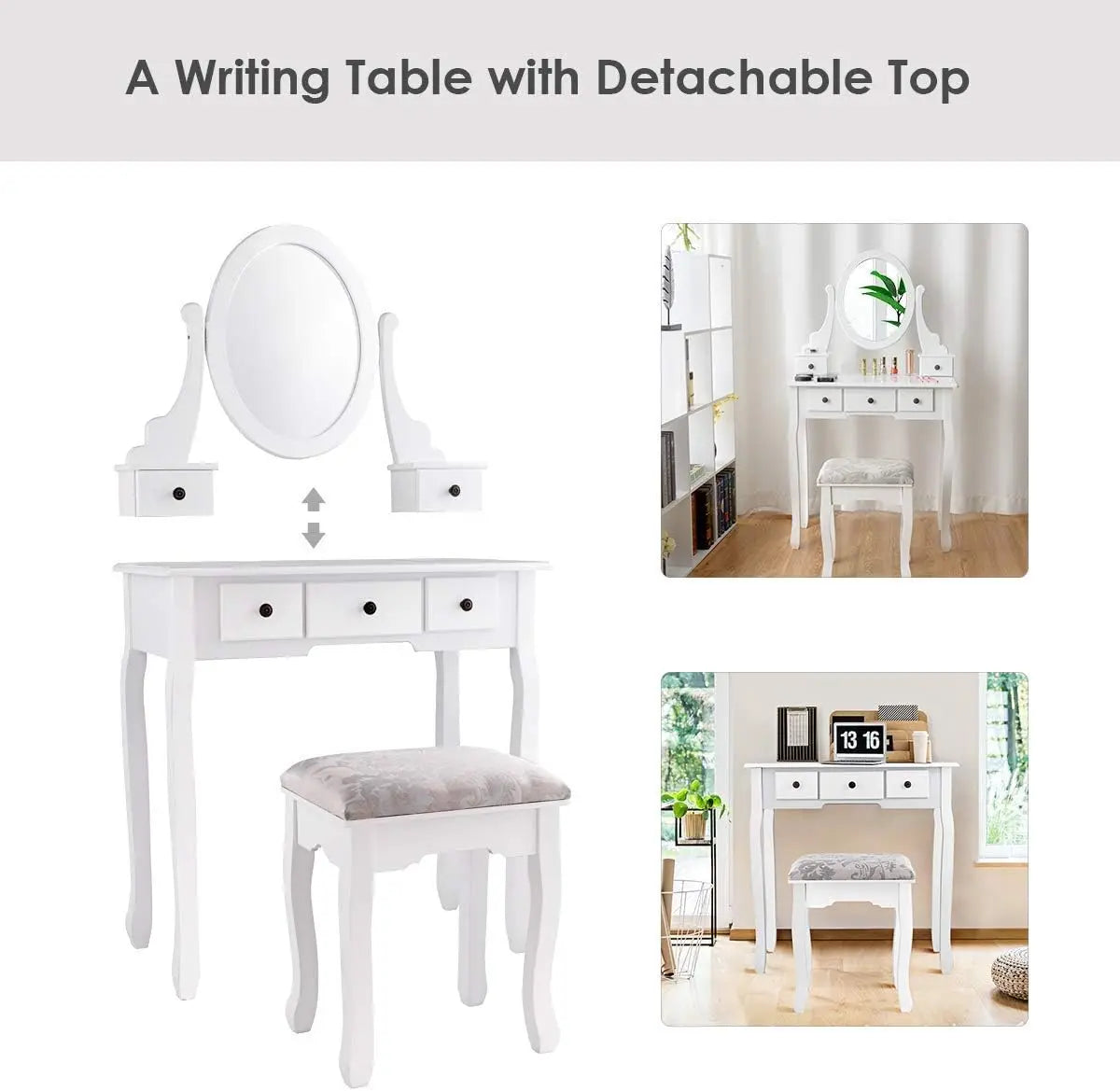 Vanity Table Set w/Stool and Mirror