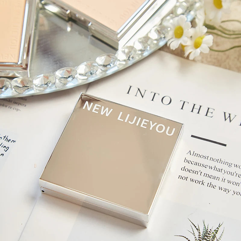 Waterproof powder with mirror, durable makeup, full face coverage, compact powder, cosmetics base, 3 colors