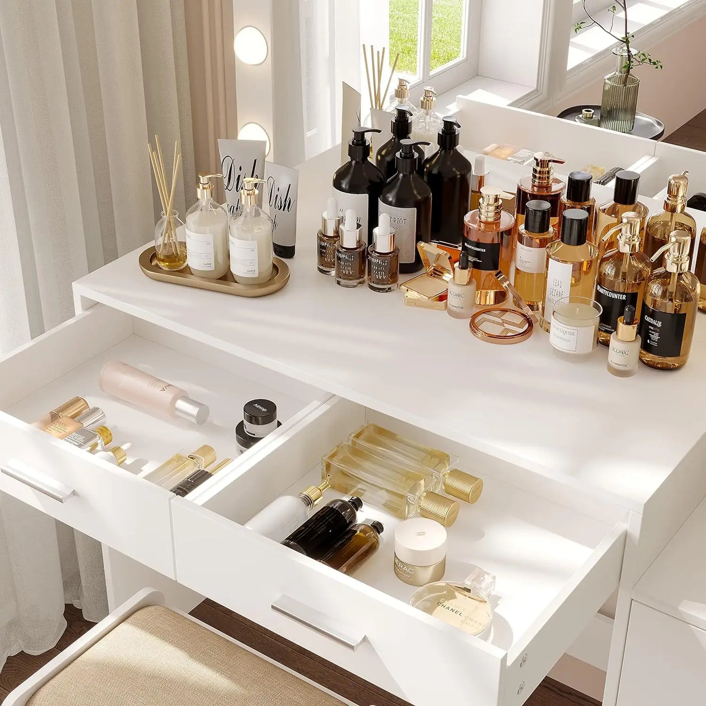 Makeup Vanity Table with Lighted Mirror