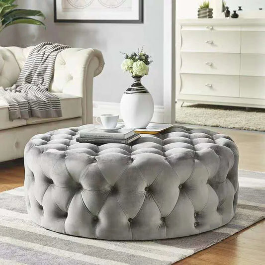 Velvet Round Ottoman Luxury Sofa Stool