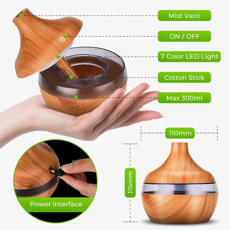 Electric Wooden Humidifier Aroma Air Diffuser