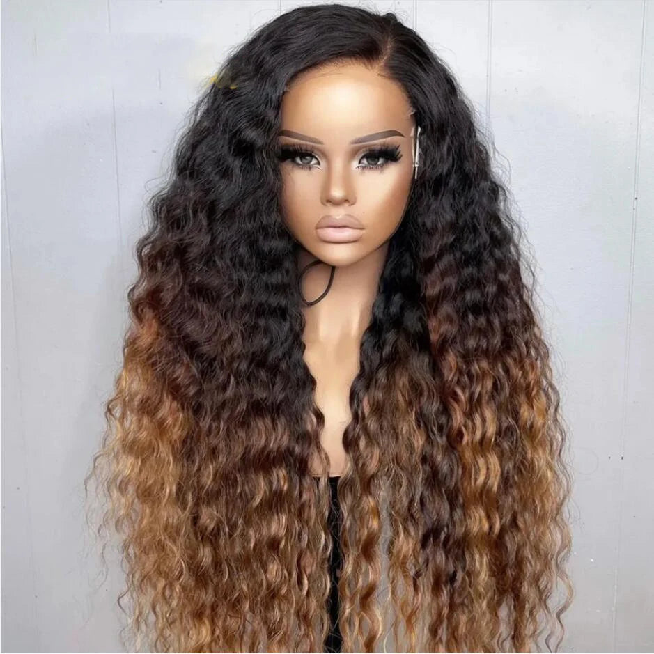 Ombre Blonde Brown Kinky Curly Wig