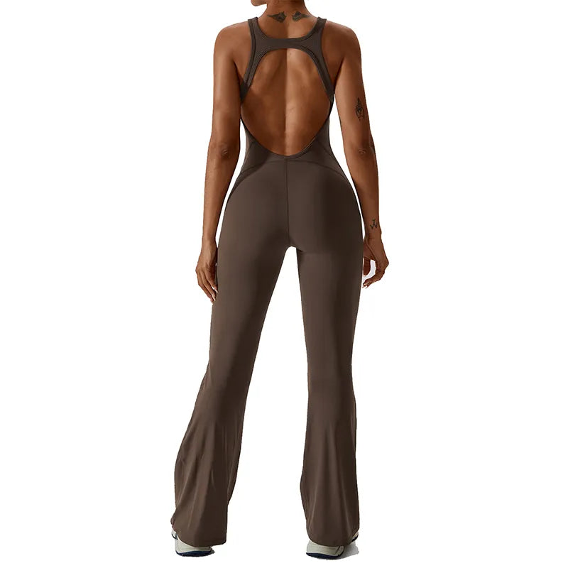 WISRUNING Hollow Out Back Yoga Jumpsuit