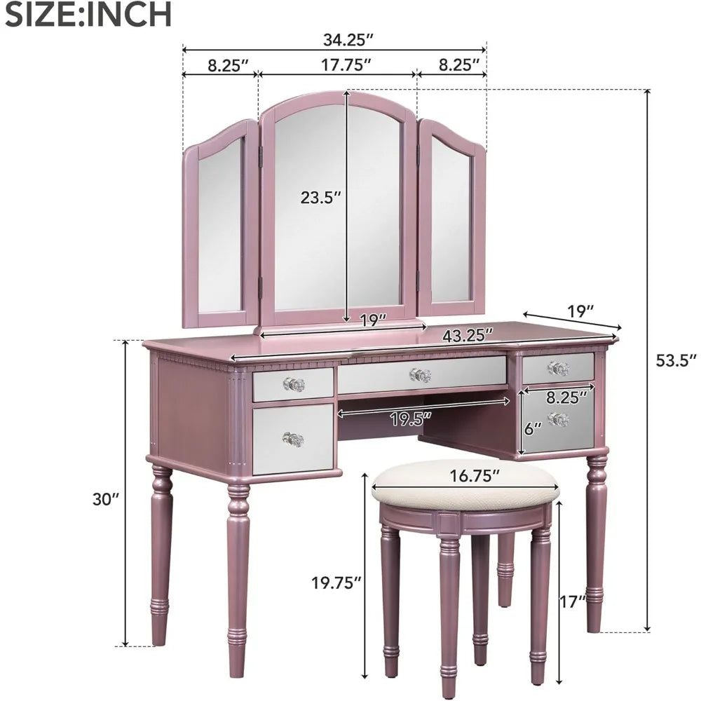 Wood Makeup Vanity Desk