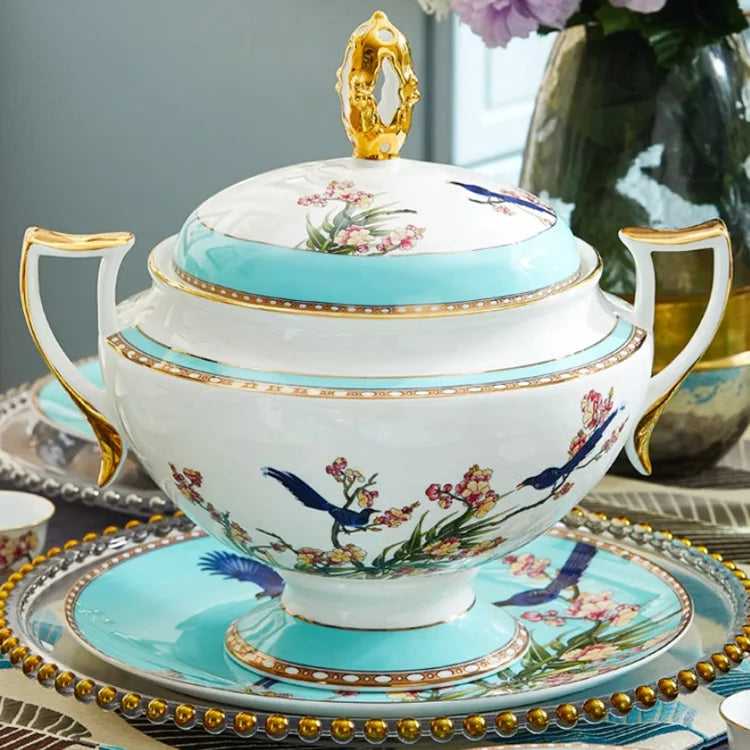 Bone China light luxury gold edge bowl set