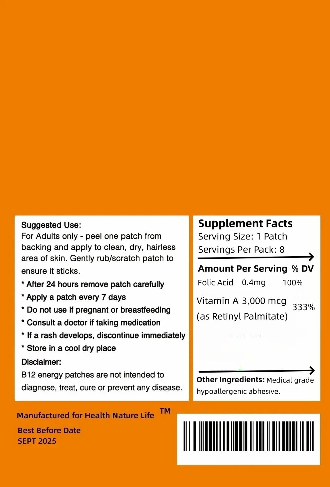 Vitamin A 10,000 IU Premium Non-GMO Formula Patches