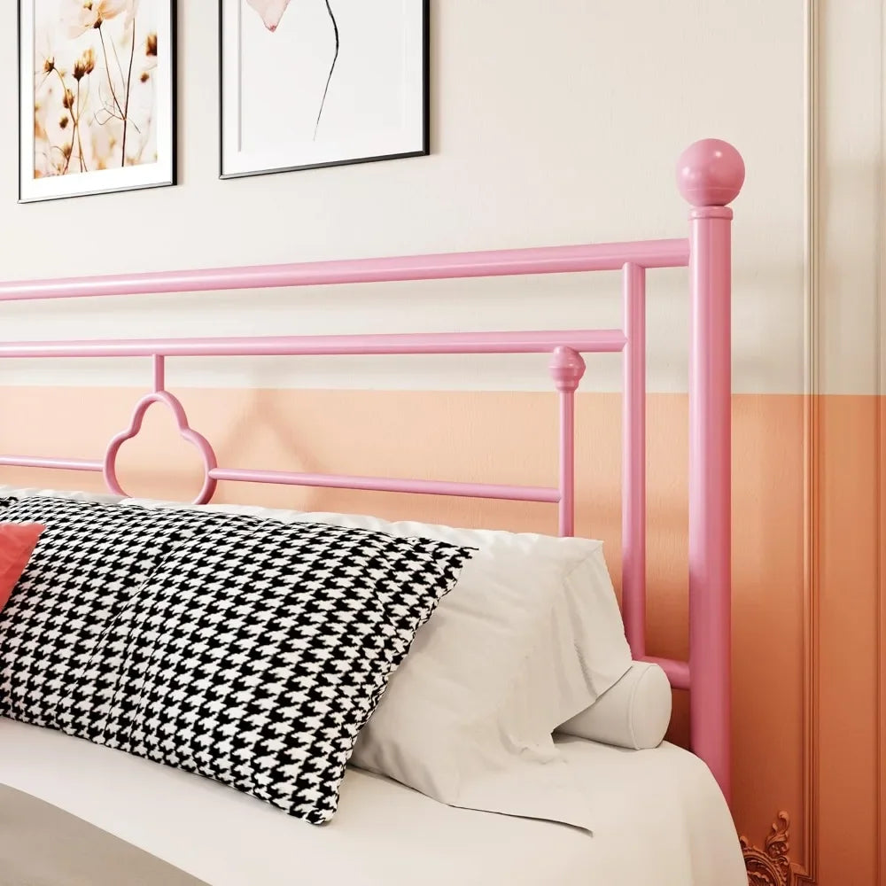 Extra large metal bed frame with headboard