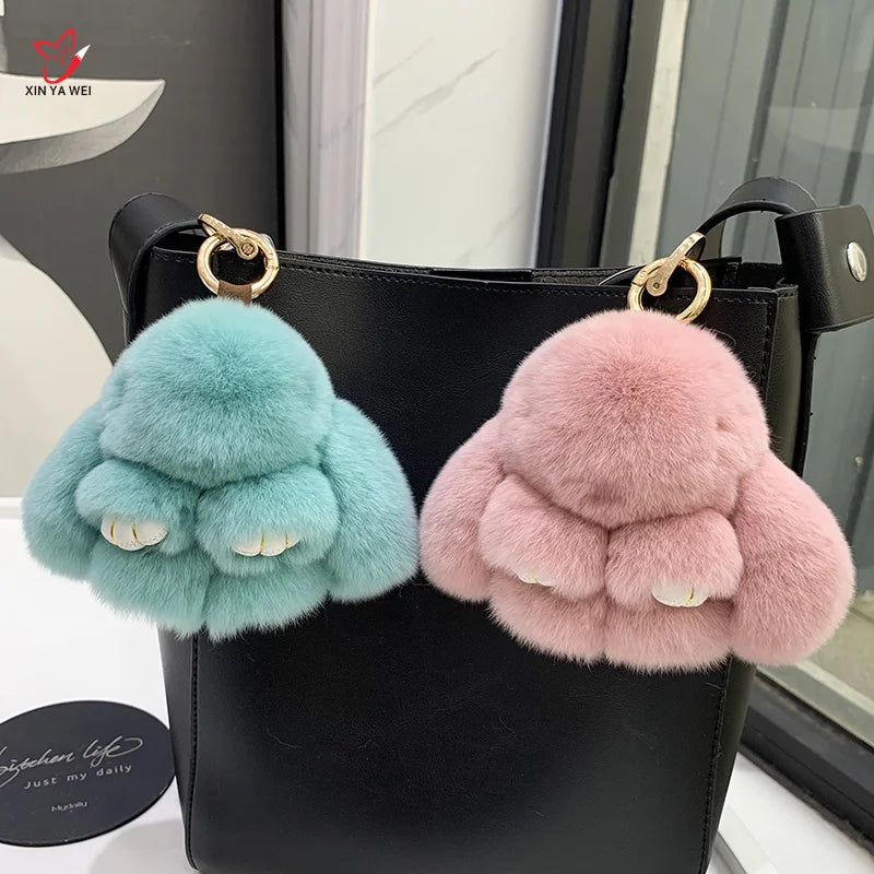 Fluffy Real Rabbit Fur Key Chain
