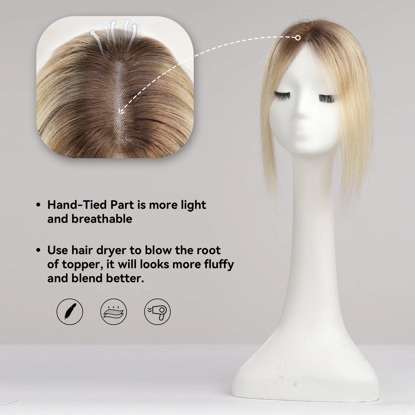 Remy Human Hair Wig Toppers