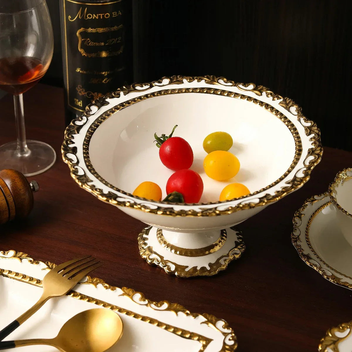 French Royal Style Vintage Gold-Plated Ceramic Coffee Cup Set