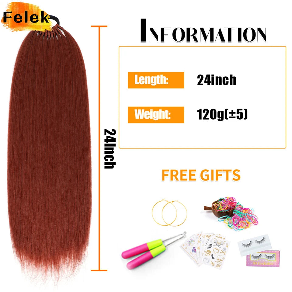 Long Straight Ponytail With Elastic Band