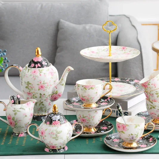 Pastoral Flower Bone China Tea aSet