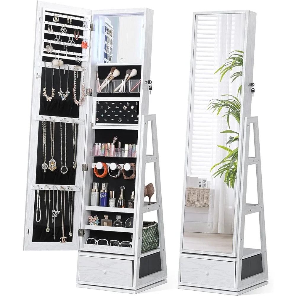 Nicetree 360° Swivel Jewelry Cabinet with Lights