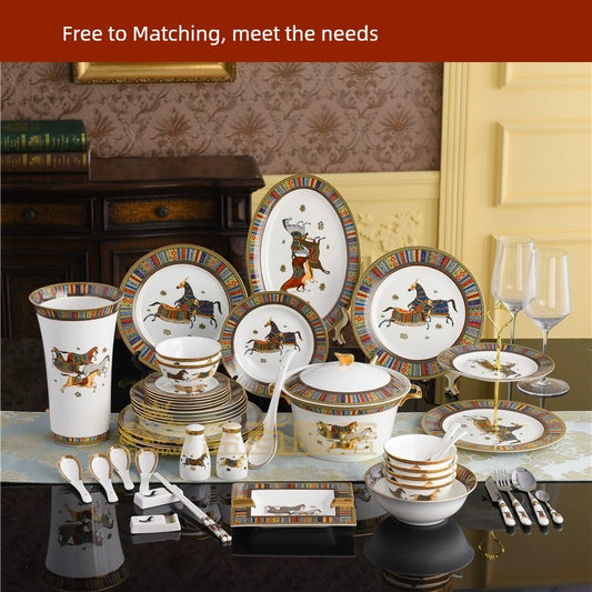 Western-Style Ceramic Bowl and Dish Bowl Set