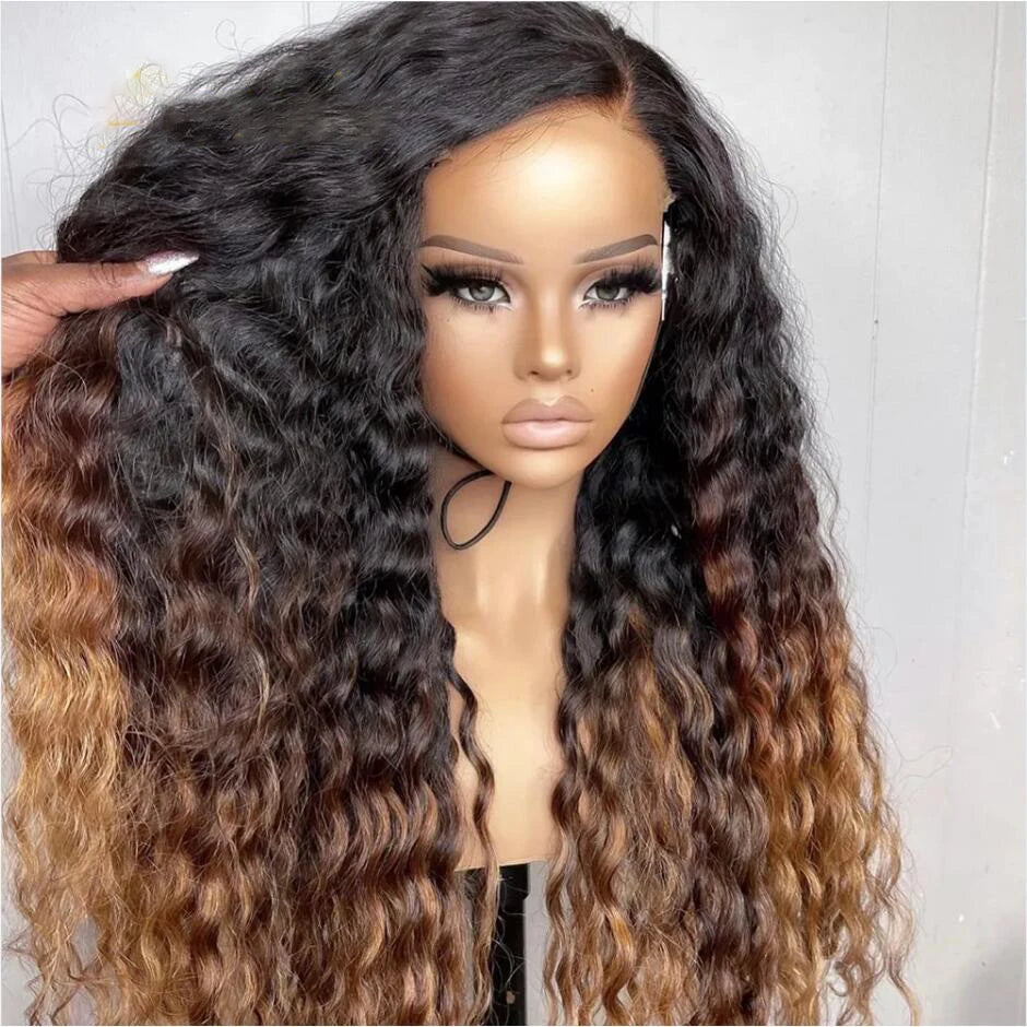 Ombre Blonde Brown Kinky Curly Wig