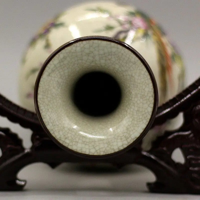 Qing Dynasty Qianlong Flower and Bird Peony Pink Vase