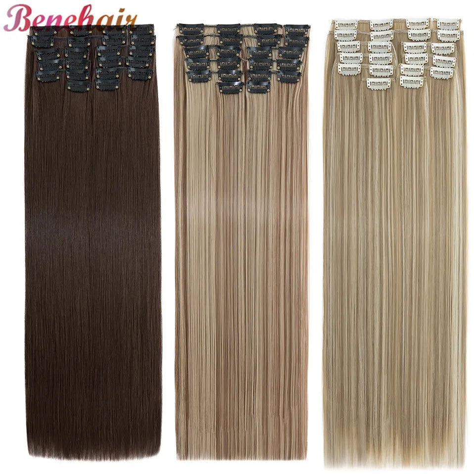 BENEHAIR Straight Clip in hair extensions