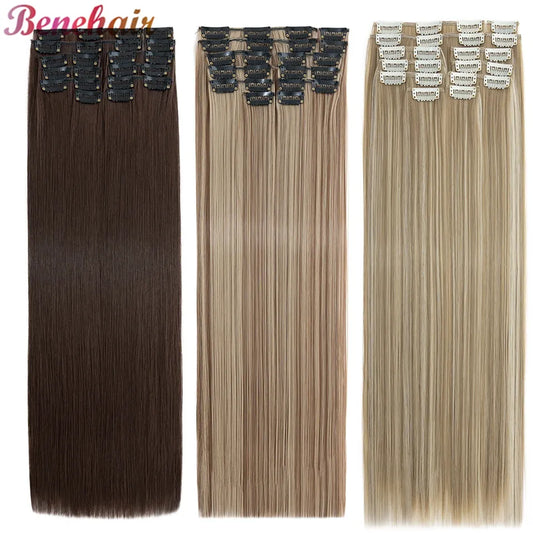 BENEHAIR Straight Clip in hair extensions