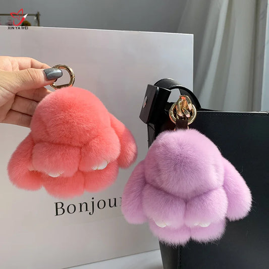 Fluffy Real Rabbit Fur Key Chain