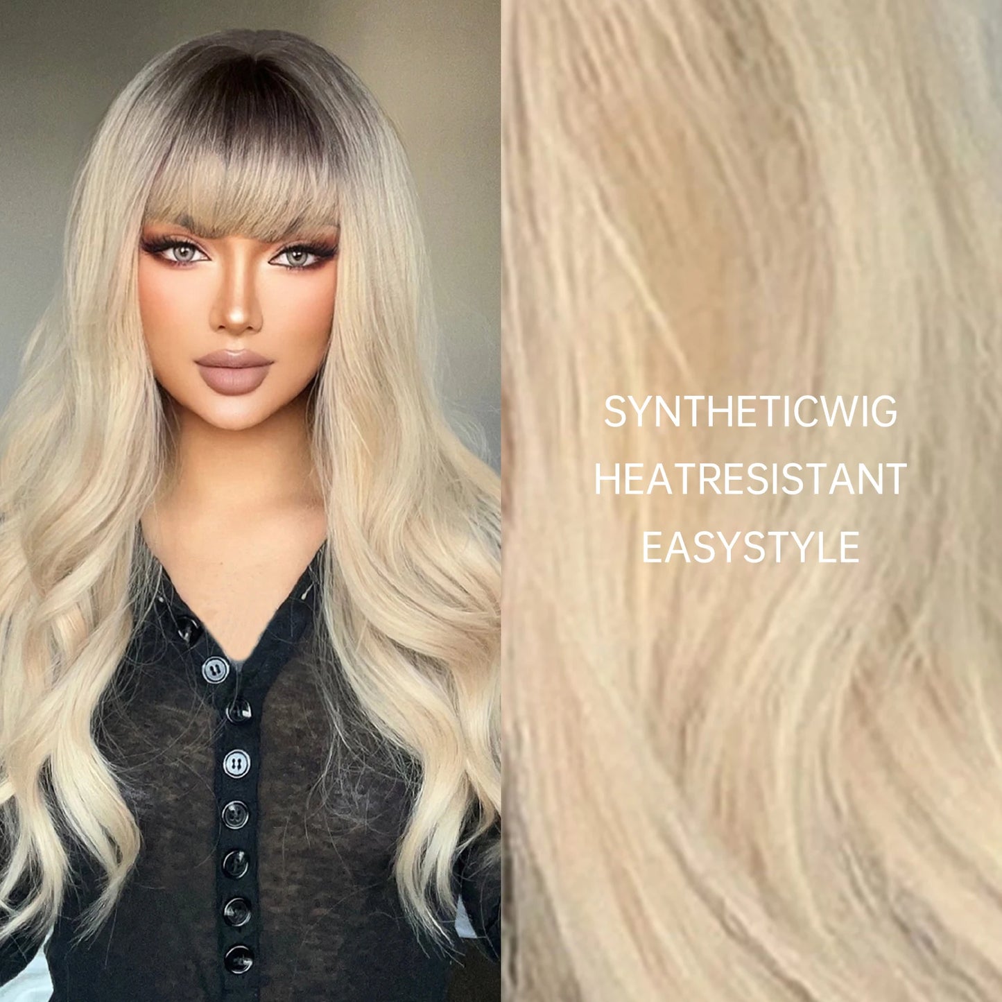 Synthetic Long Wavy Brown Blonde Ombre Wig