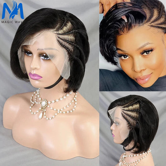Pixie Cut with Braided Straight Hair Wig