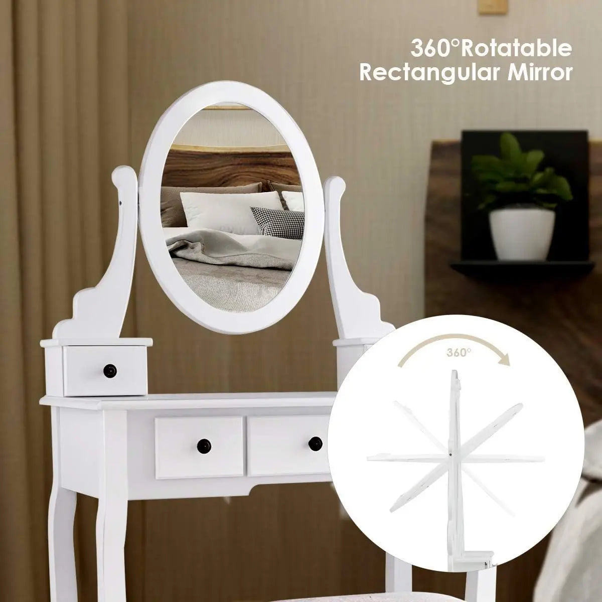 Vanity Table Set w/Stool and Mirror