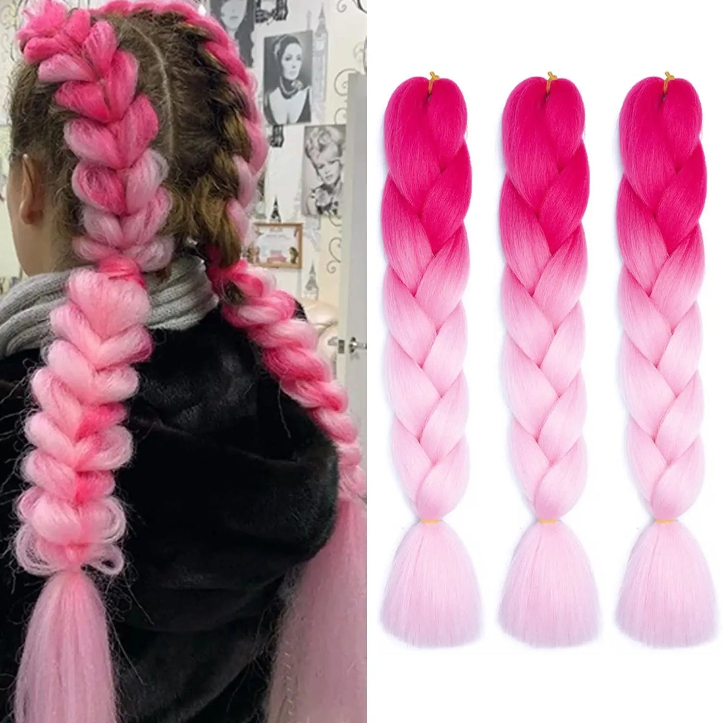 Ombre Braiding Synthetic Crochet Twist Rainbow Hair