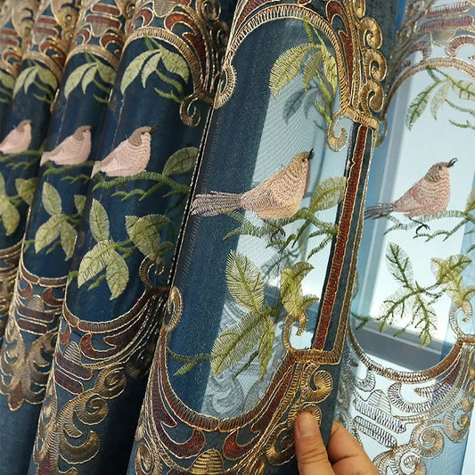 Luxury Bird Embroidered Curtains
