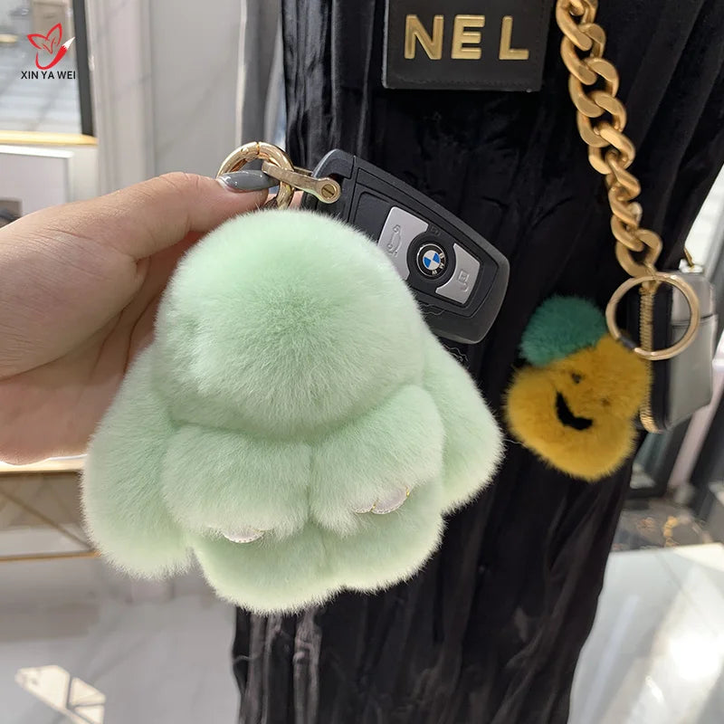 Fluffy Real Rabbit Fur Key Chain