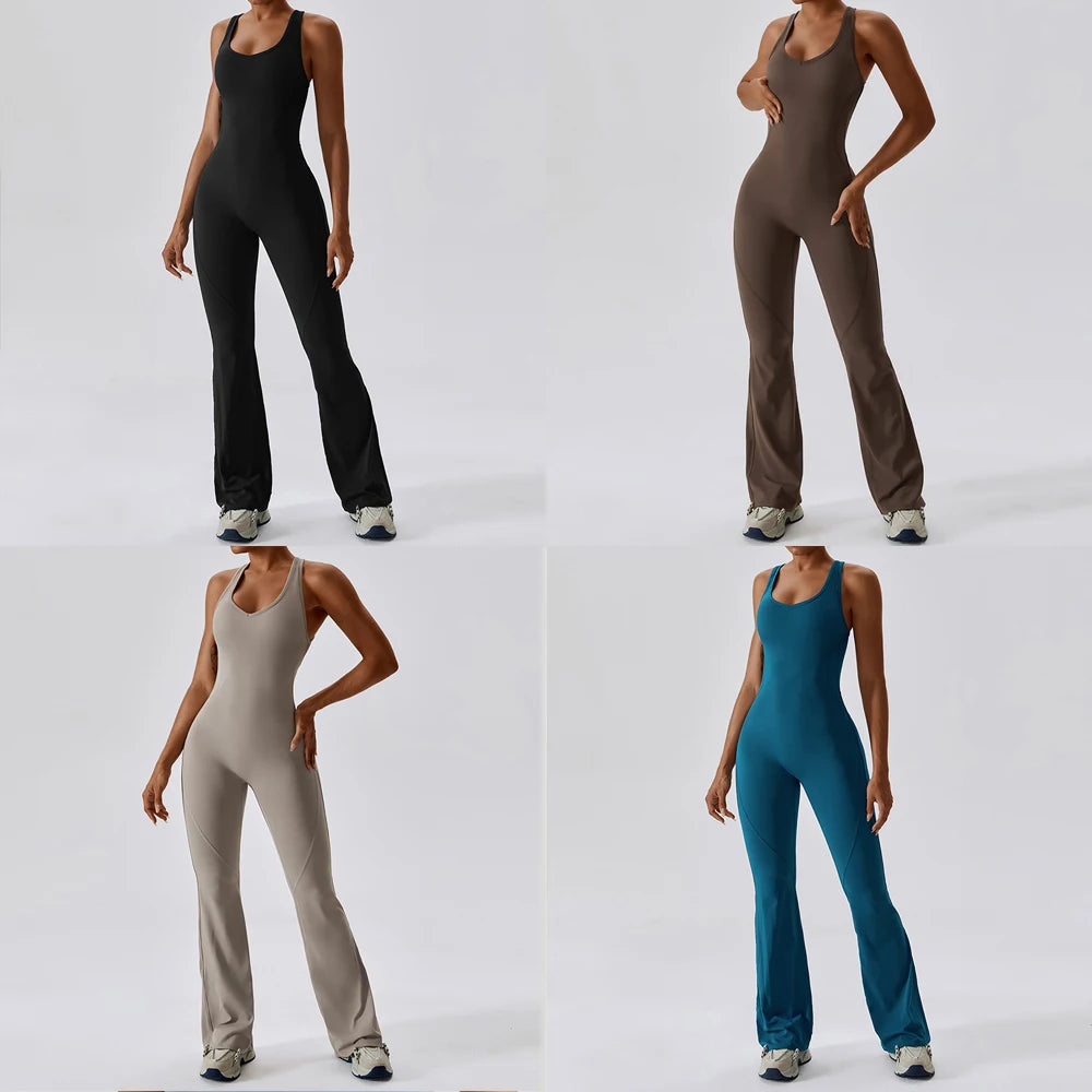 WISRUNING Hollow Out Back Yoga Jumpsuit