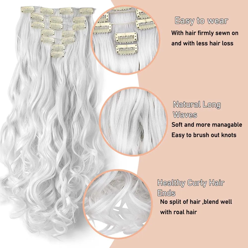 Elegant Sexy White Hair Extension with Long Curly Wave