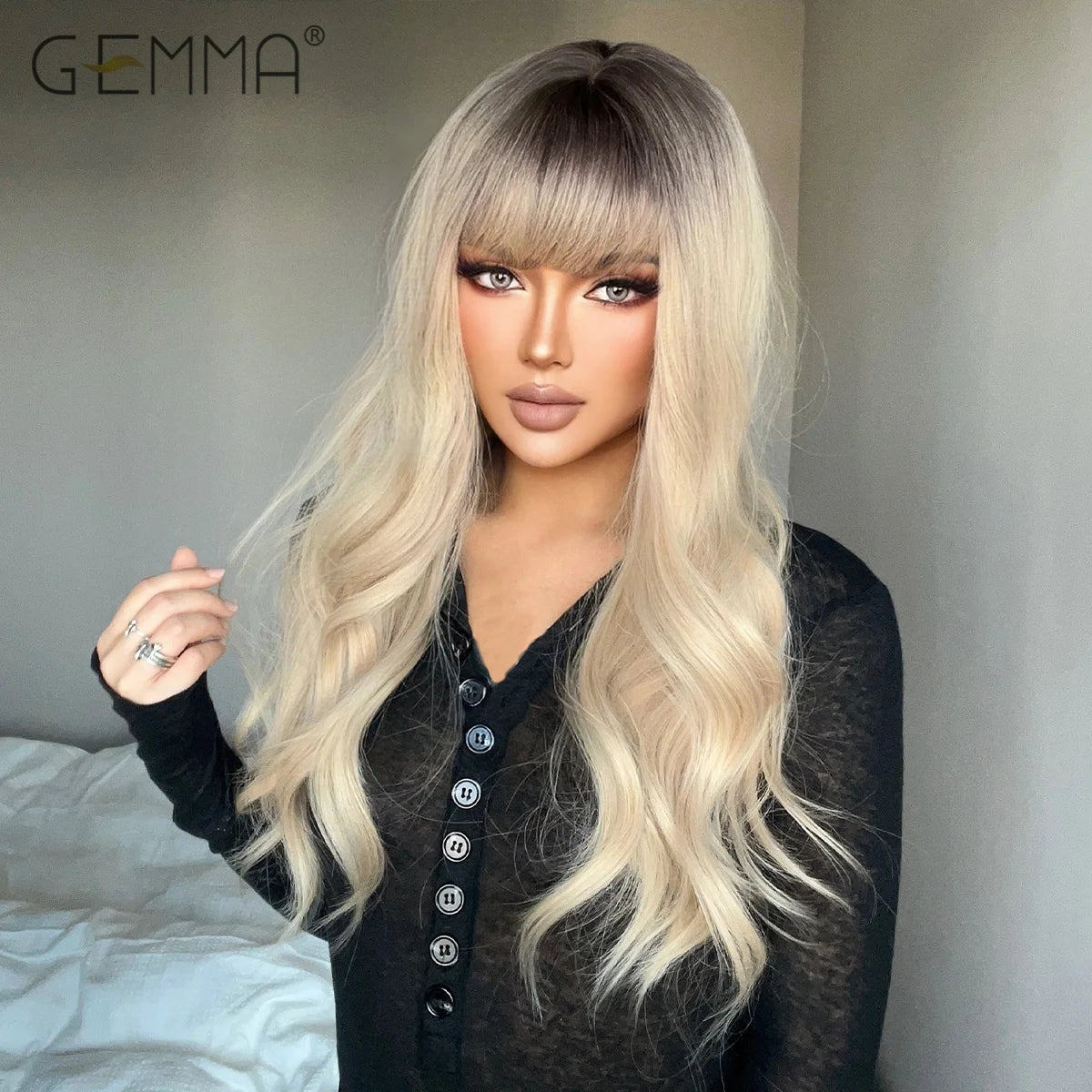 Synthetic Long Wavy Brown Blonde Ombre Wig