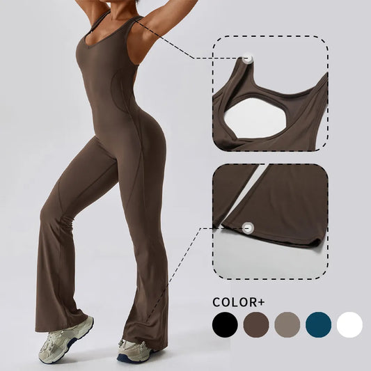 WISRUNING Hollow Out Back Yoga Jumpsuit