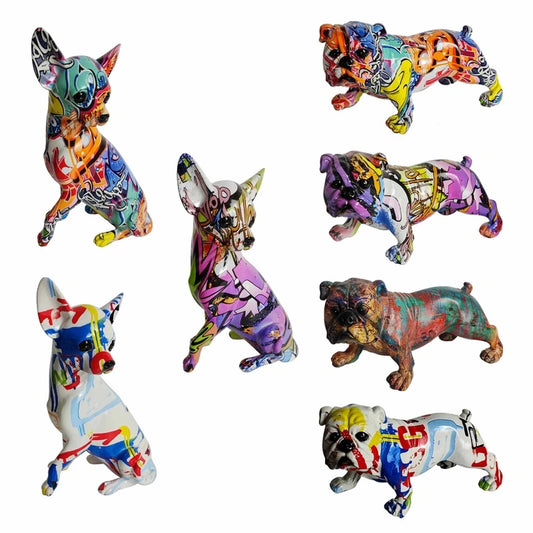 Painted Colorful Art Chihuahua Dog Statue Sculpture