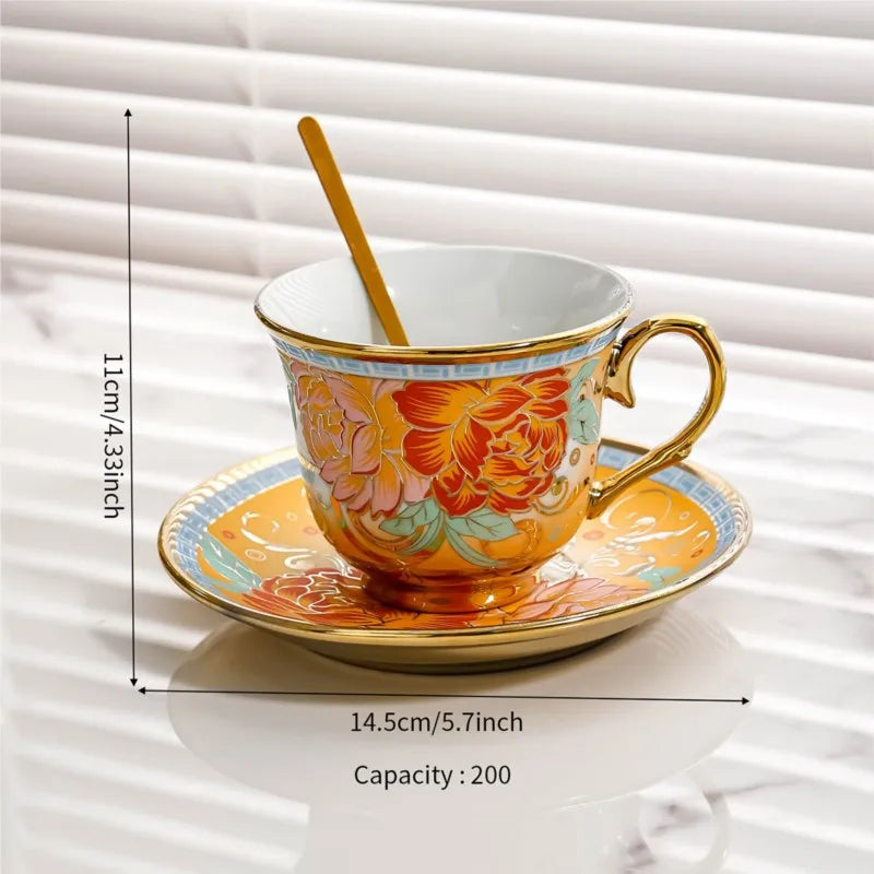 Creative Hand-painted Flowers European-style Ceramic Cup Set